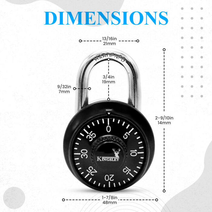 Dimensions for Black Combo Lock